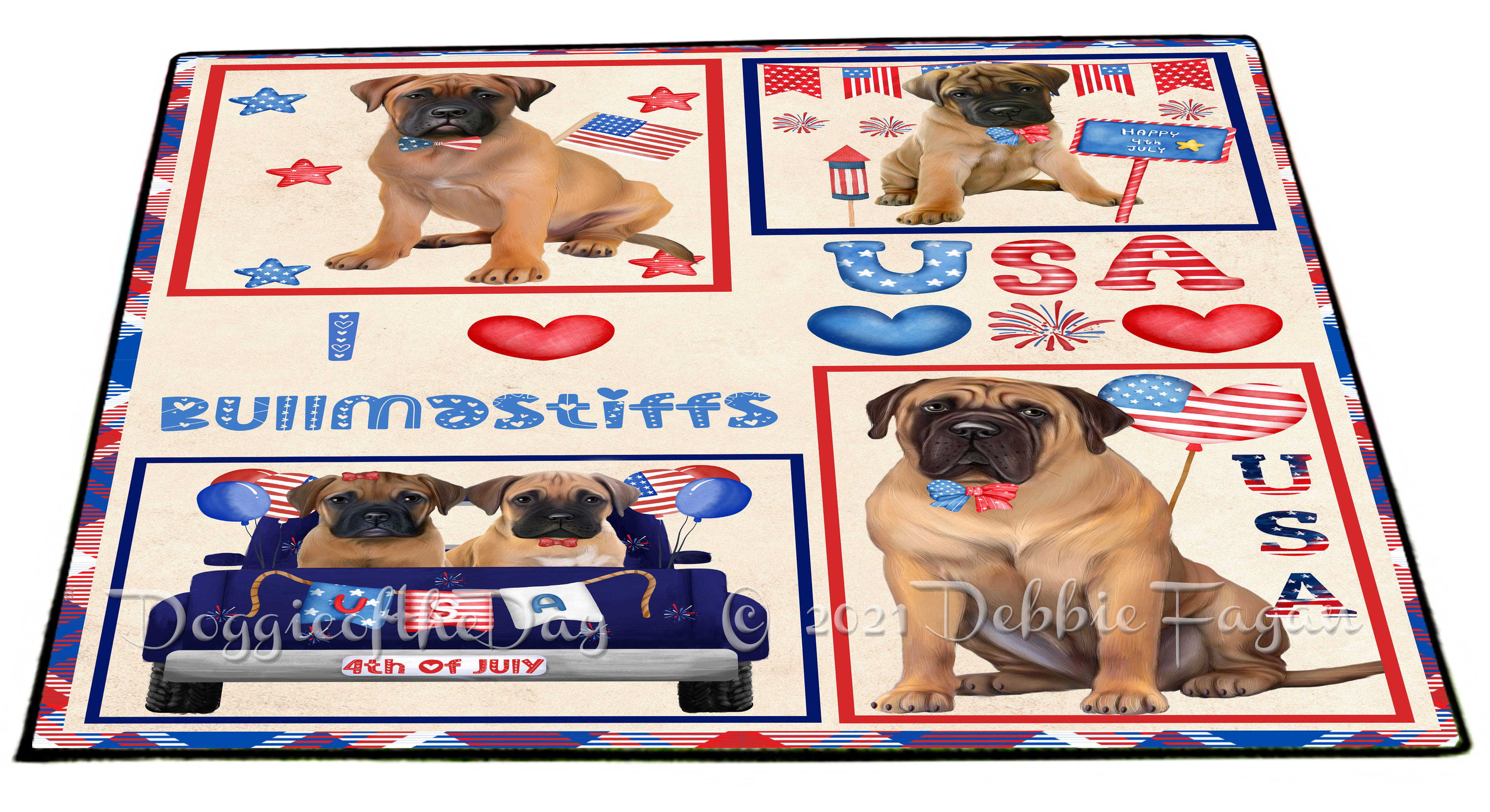 Bullmastiff Dog Floor Mat Personalized Pet Door Mat Valentine Day NWT